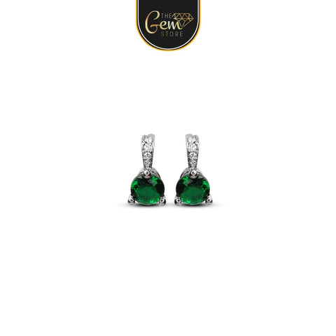3 Prongs Round Cubic Stud Earring 925 Silver