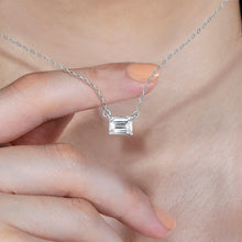 CUBIC ZIRCONIA - Emerald Cut Necklace 925 Silver