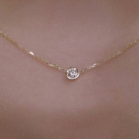 CUBIC ZIRCONIA - Solitaire Necklace 925 Silver