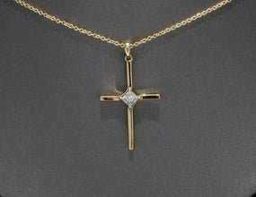 Princess Moissanite Cross Pendant