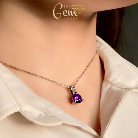 3-Prong Solitaire Cubic Zircon Pendant 925 Silver