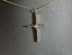 Princess Moissanite Cross Pendant