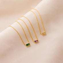 Square Birthstone Necklace 925 Silver