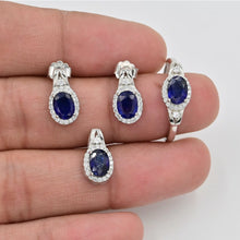 Blue Sapphire Jewelry Set 925 Silver
