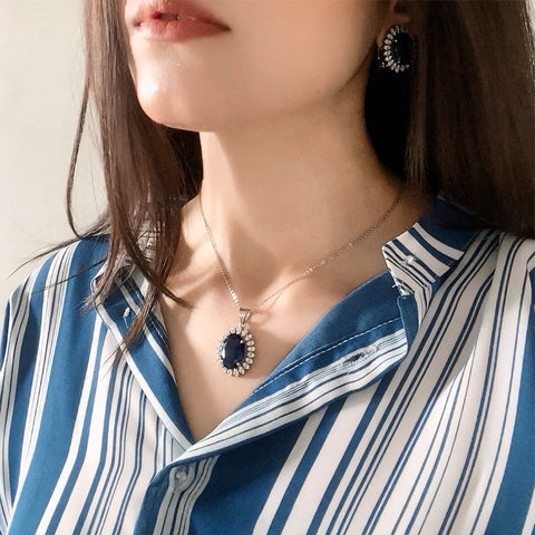 CUBIC ZIRCONIA - Azure Serenity Pendant Set 925 Silver