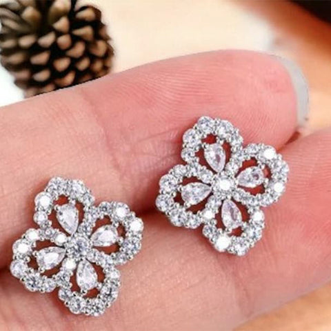 CUBIC ZIRCONIA - Van Cleef Earring 925 Silver
