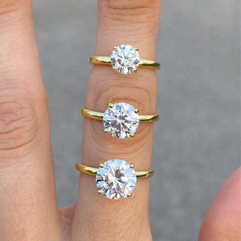 CUBIC ZIRCONIA - Round engagement ring 925 Silver