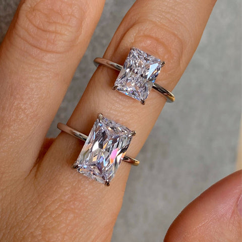 MOISSANITE | Radiant Cut Engagement Ring 925 Silver