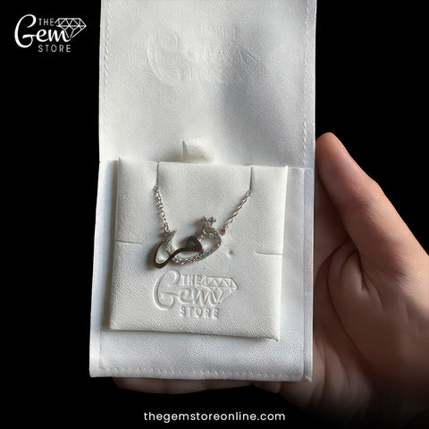 Diamond-Encrusted Calligraphy Letter Necklace 925 Silver
