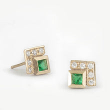 Emerald stud earrings 925 Silver