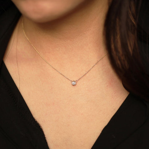 CUBIC ZIRCONIA - Bezel Necklace 925 Silver