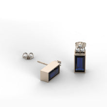 Blue Gemstones Stud Earrings 925 Silver