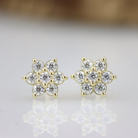 CUBIC ZIRCONIA - Flower earrings 925 Silver