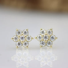 CUBIC ZIRCONIA - Flower earrings 925 Silver