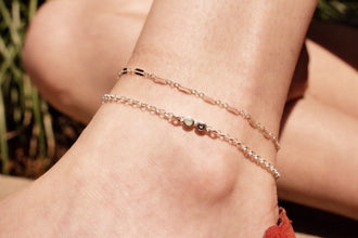 Custom Dainty Birthstone Anklet 925 Silver