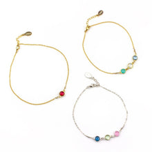 Personalized Birthstone Anklet 925 Silver