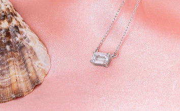 CUBIC ZIRCONIA - Emerald Cut Necklace 925 Silver