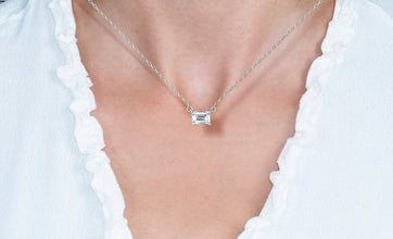 CUBIC ZIRCONIA - Emerald Cut Necklace 925 Silver