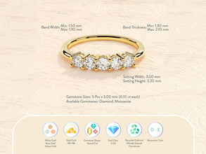 MOISSANITE | Five Stone Simulated Ring 925 Silver