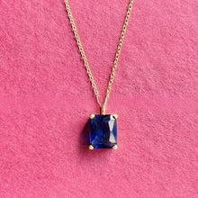 Emerald Cut Blue Pendant Necklace