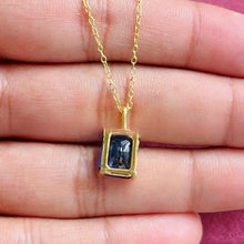 Emerald Cut Blue Pendant Necklace