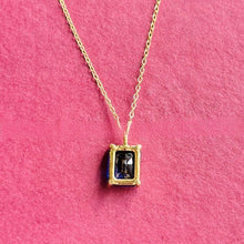 Emerald Cut Blue Pendant Necklace