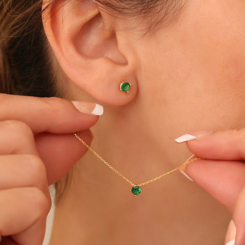 Emerald Jewelry Set 925 Silver