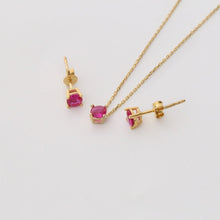 Tiny Red Ruby Choker Earrings Jewelry Set