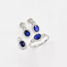 Blue Sapphire Jewelry Set 925 Silver