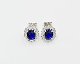 Natural Blue Sapphire Jewelry Set 925 Silver