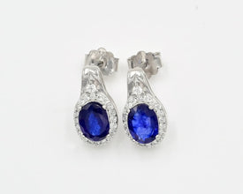 Blue Sapphire Jewelry Set 925 Silver
