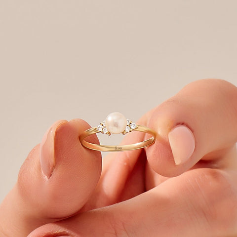 Cubic Zirconia| Pearl Solitaire Ring 925 Silver