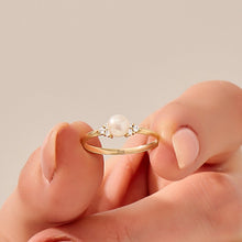 Cubic Zirconia| Pearl Solitaire Ring 925 Silver