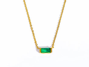 Square Birthstone Necklace 925 Silver