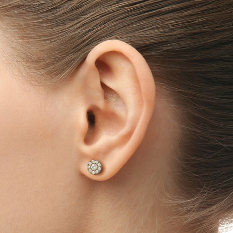 CUBIC ZIRCONIA - Vintage Earrings 925 Silver