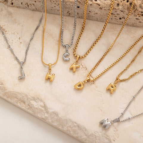 Bubble Letter Necklace 925 Silver